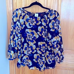 Cabi sheer blue floral top